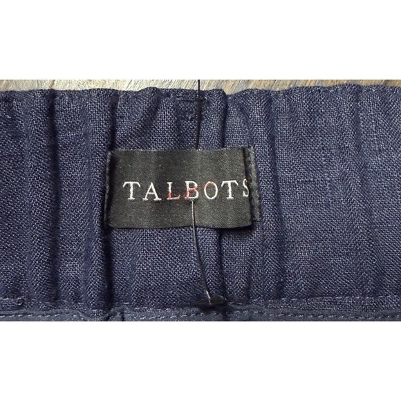 NWT Talbots Bristol Cropped Womens Navy Blue Linen Straight Stretch Pants 16W - Picture 3 of 10